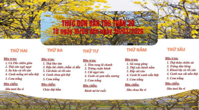 THỰC ĐƠN BÁN TRÚ TUẦN 26 (Từ ngày 16/03 đến ngày 20/03/2026)