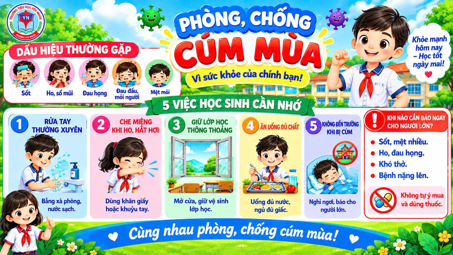 PHÒNG, CHỐNG CÚM MÙA – BẢO VỆ SỨC KHỎE HỌC SINH