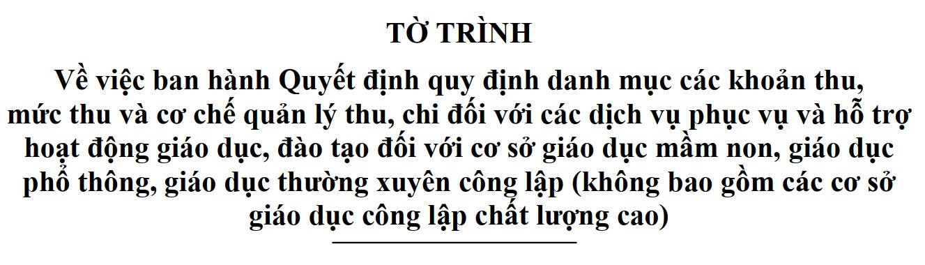 Quyết định quy định danh mục các khoản thu, mức thu và cơ chế quản lý thu, chi đối với các dịch vụ phục vụ và hỗ trợ hoạt động giáo dục