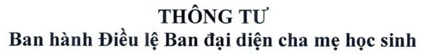 Thông tư ban hành Điều lệ Ban đại diện cha mẹ học sinh năm 2026